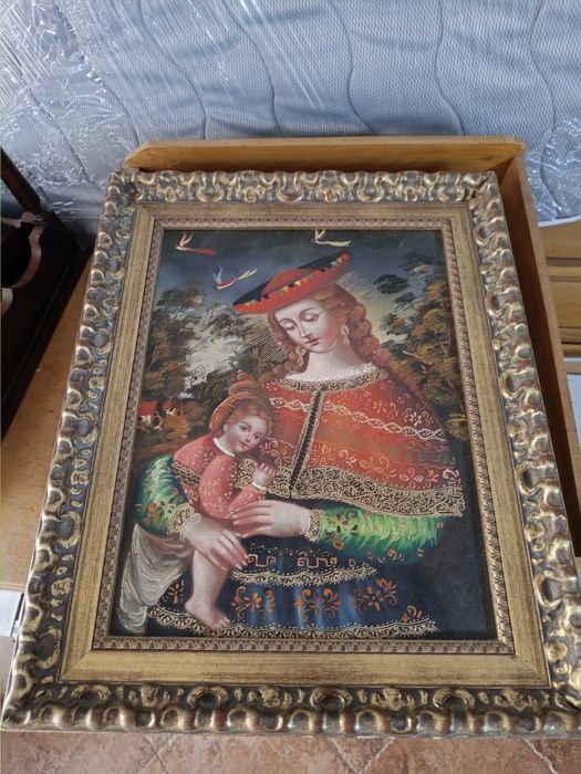 Pintura a Óleo "A virgem e o menino"