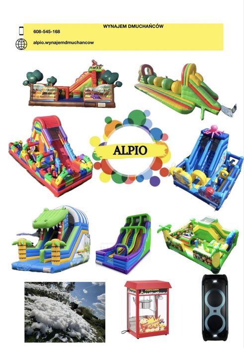 Wynajem dmuchańców, piana party, zamek dmuchany bańki mydlane, popcorn