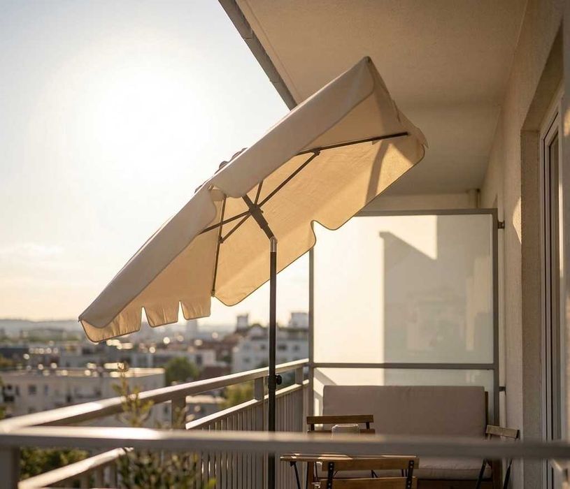 Parasol Balkonowy Składany Regulacja Nachylenia Czasza 125x200 cm Na Taras Balkon