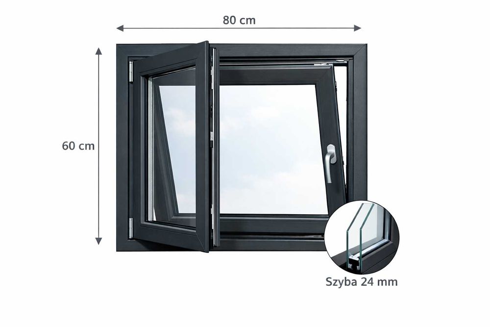 Okna gospodarcze PVC w różnych wymiarach – kolory RAL i drewnopodobne