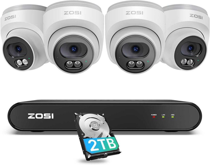 System kamer ZOSI model 85V2-2204W4 z rejestratorem NVR i dyskiem 2 TB
