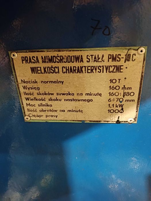 Sprzedam Prasę Mimośrodową PMS/10/C (sprawna)