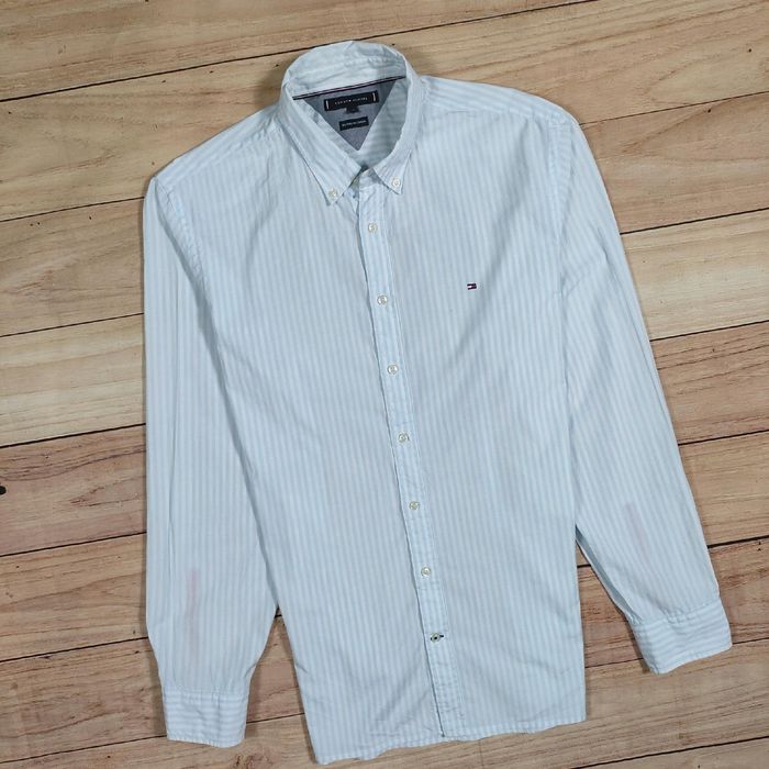 TOMMY HILFIGER Koszula Męska 80's Two Ply Cotton w Paski r. XXL