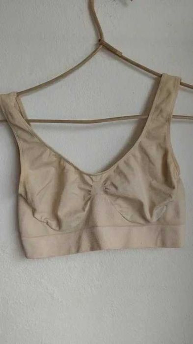 Beżowy kremowy stanik sportowy Gree Nice S M