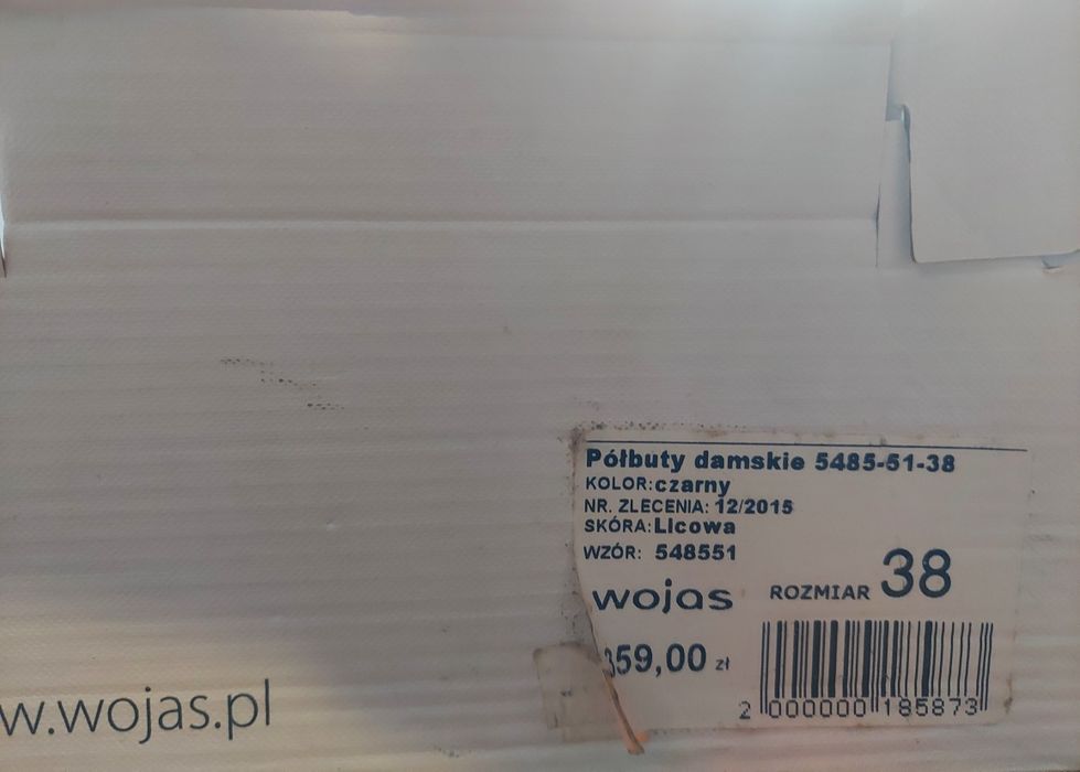 Wojas | półbuty | skóra naturalna | pasek | klamra | czarne nowe