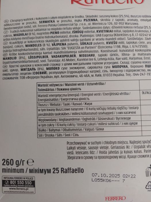Raffaello Ferrero kulki 10*260g 10 opakowań