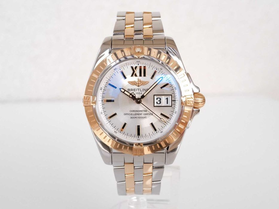 Breitling Galactic 41 Cockpit Big Date Steel 18K Rose Gold White Dial