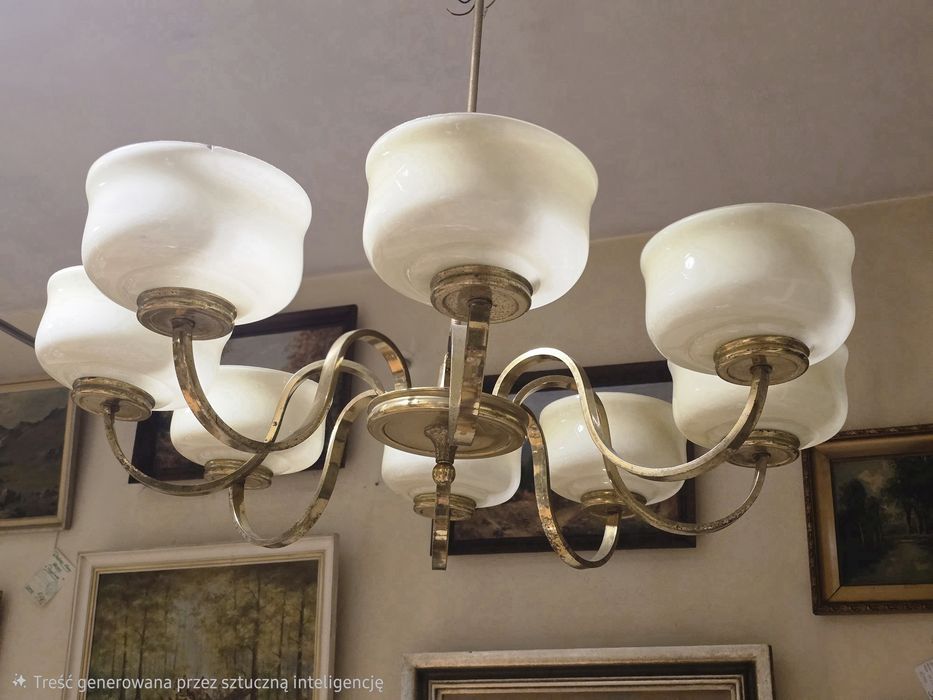Ośmioramienny żyrandol Art Deco lata 20-30-te