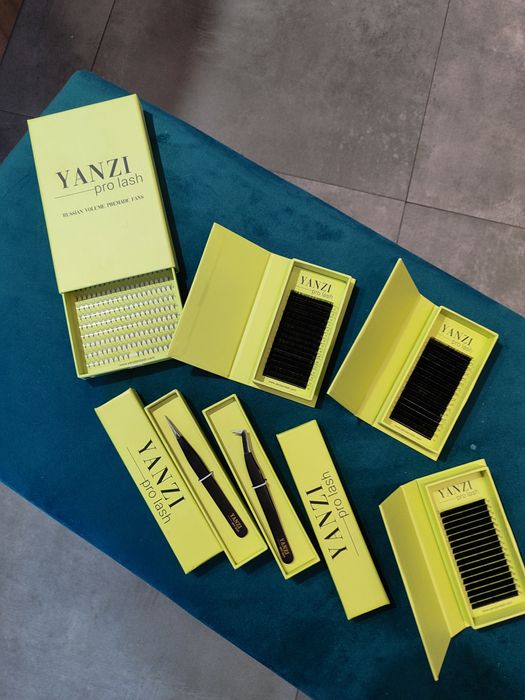 Zestaw do przedłużenie rzęs pęsety wachlarz