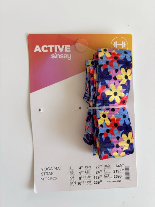 Pasek do maty do jogi Sinsay yoga mat strap w kwiatki