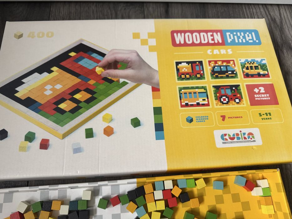 Деревʼяна мозаїка Wooden Pixel Cubika піксель (Машини)