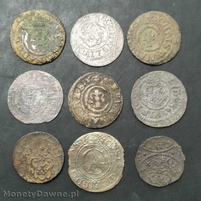 ZESTAW 9 x szeląg XVII wiek Elbląg Ryga