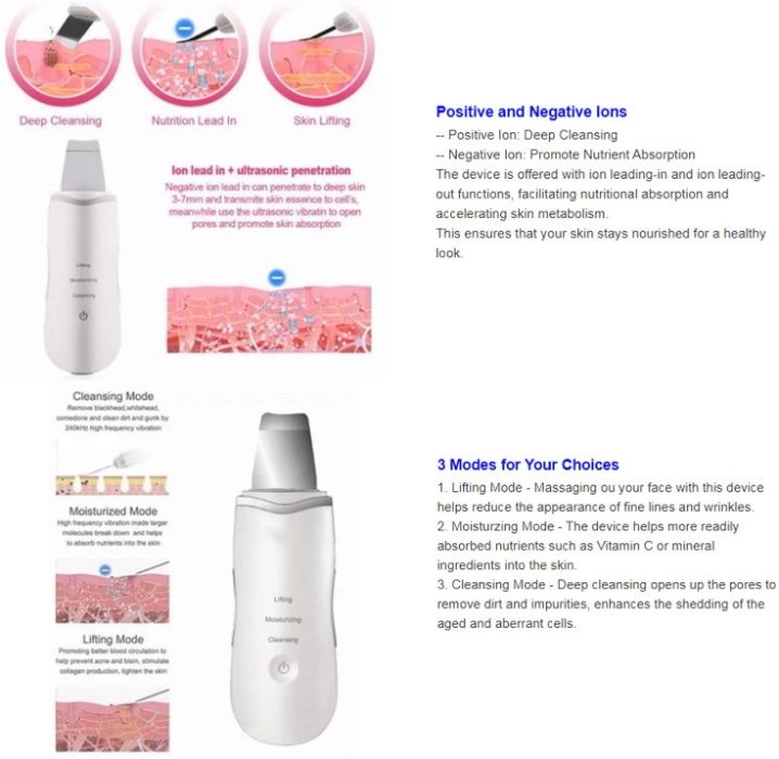 Espatula Ultrassonica Portatil - Peeling Ultrassonico Facial