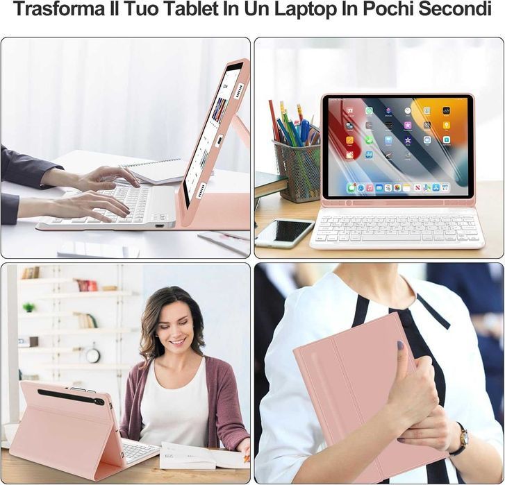 JADEMALL etui klawiatura bluetooth Samsung Galaxy Tab S9 11" S9 FE róż
