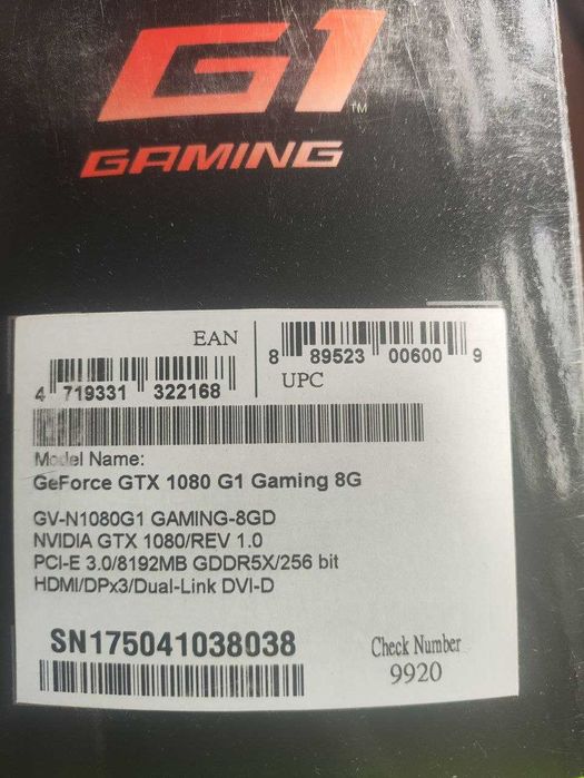 Відеокарта Gigabyte GTX 1080 G1 Gaming 8G