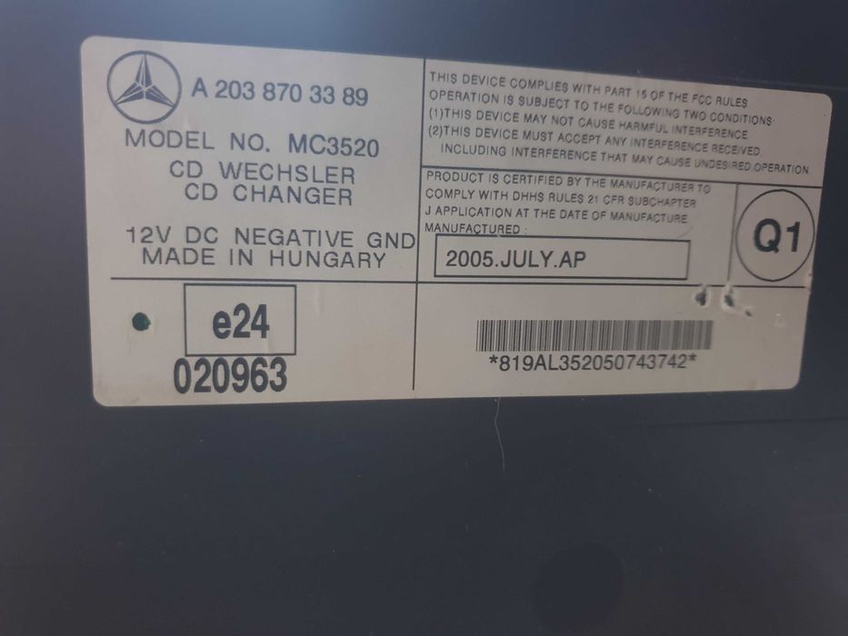 Mercedes w203 w209 zmieniarka CD