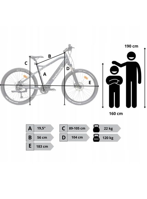 Rower Elektryczny Męski Damski Górski 27,5" 250W MTB SHIMANO 14AH