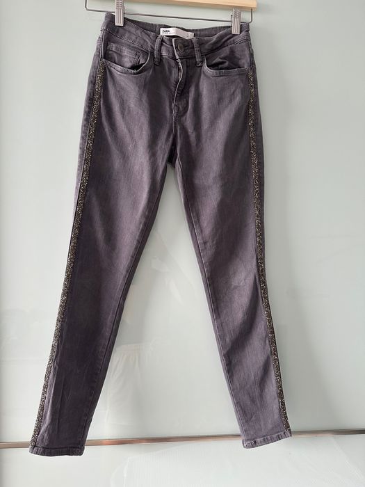 Spodnie Zara damskie szare jeansy 36 S lampas rurki