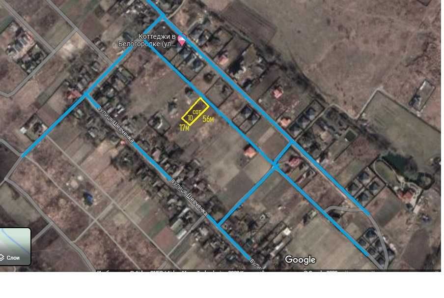 Білогородка ділянка 10сот вул.Шевченка під буд, електика по фасаду.