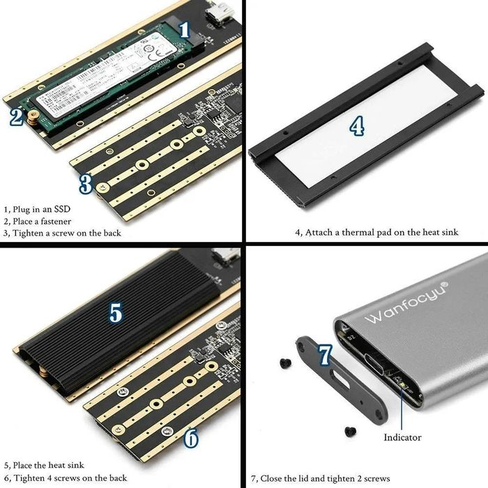 Adapter obudowa dysku SSD USB typ C M.2 NVMe B658