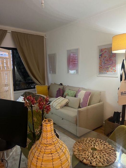Sofa bege 3 lugares IKEA