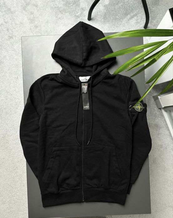 Stone Island Zip Hoodie чорний | Чоловіче худі на блискавці | Зіп | Зіпка стонік