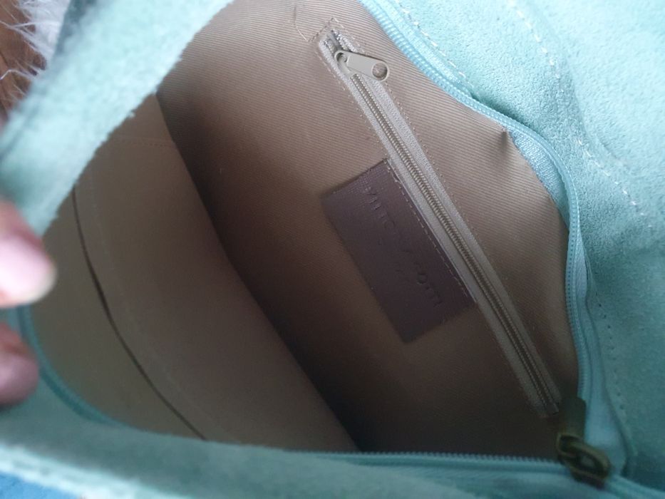 Zamsz naturalny miętową nowa torebka listonoszka