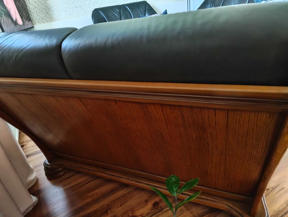 Kanapy skórzane komplet plus stolik kawowy