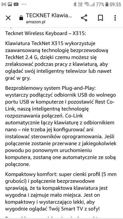 Bezprzewodowa klawiatura tecknet