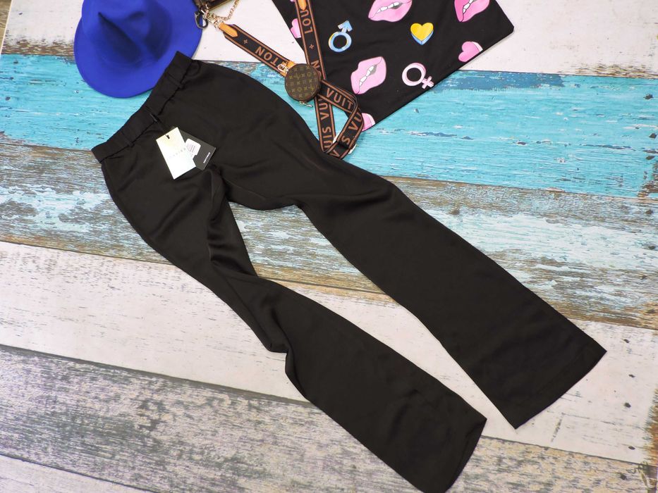 Loavies Nowe czarne satynowe spodnie XS