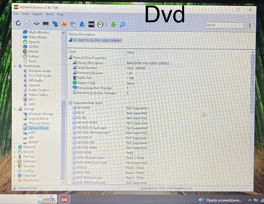 Napęd optyczny nagrywarka DVD-RW do laptopa Acer Panasonic UJ890ADAA-A