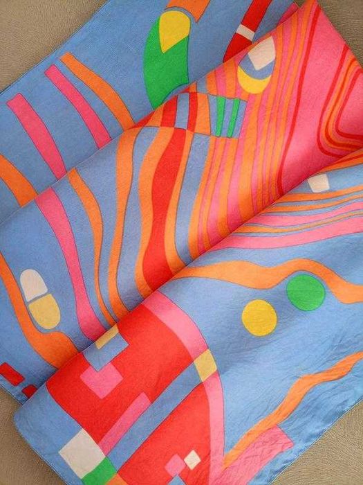 Вінтажний шовковий платок з абстрактним принтом у стилі Emilio Pucci