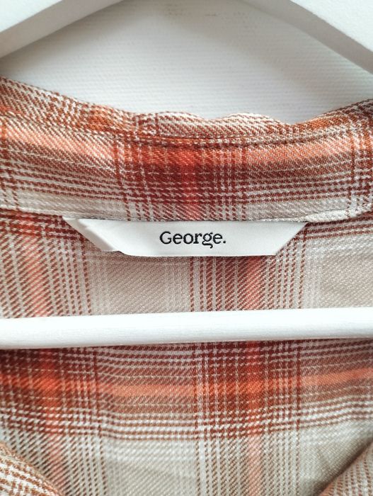 Ruda koszula damska w kratę, 100% wiskoza, George, rozmiar 42