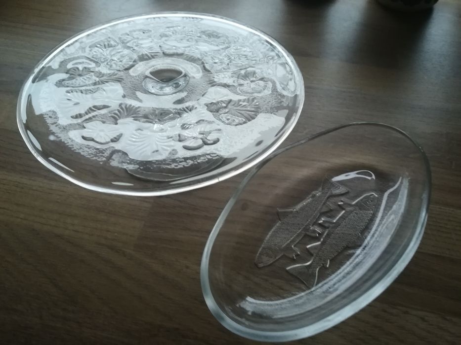 Półmisek szklany na rybę, śledzie