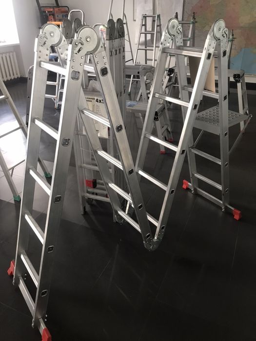 Драбина Лестница алюминиевая трансформер 4х3; 4х4; 4х5; 4х6