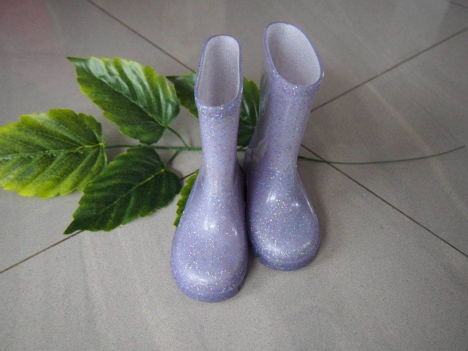 Kalosze gumowce 24 brokatem wkładka 15 cm