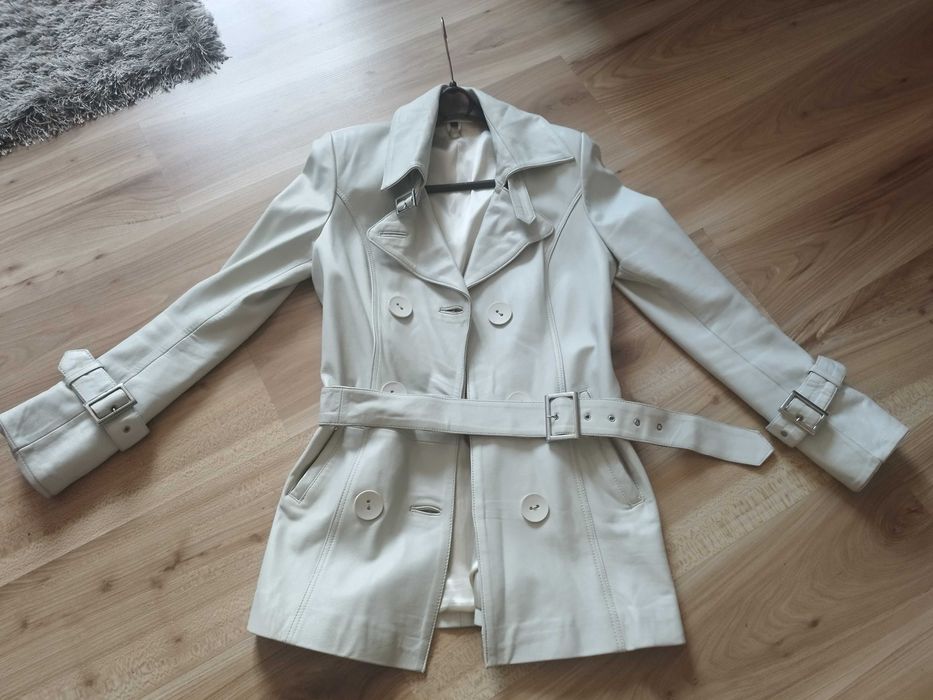 Kurtka skórzana damska ecru rozm M