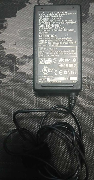 робочий вживаний Блок Живлення. Acer, 19V  3.16A DC
