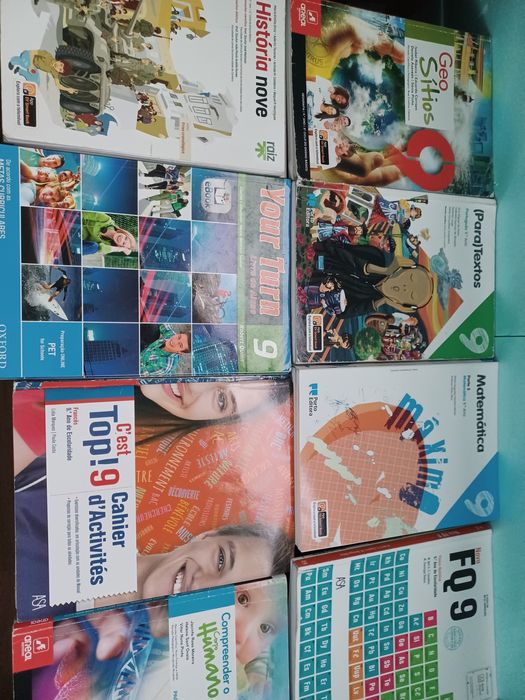 Livros escolares do 9° ano.