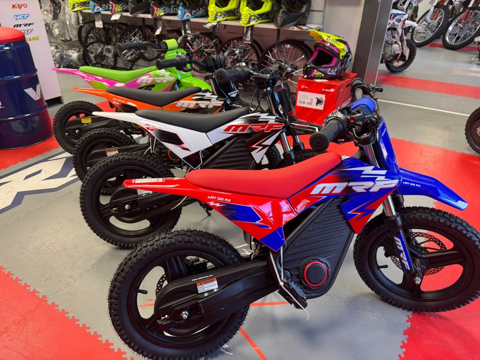 MRF e-JOY RFN Warrior 500W - motocykl elektryczny dla dzieci z opcją kółek bocznych