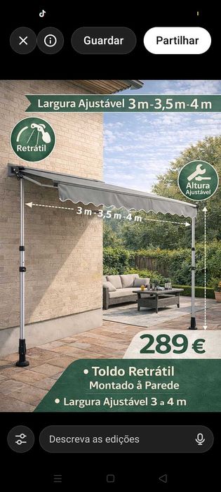 Toldo 229€. Oportunidades