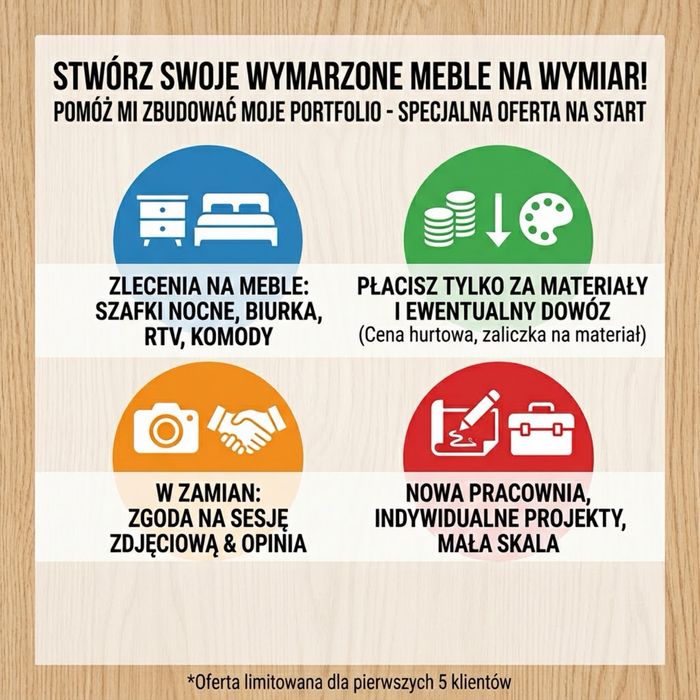 Meble na wymiar za koszt materiałów (Buduję portfolio)