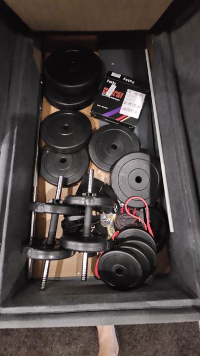 Equipamento ginasio multy gim bicicleta e halteres e barra