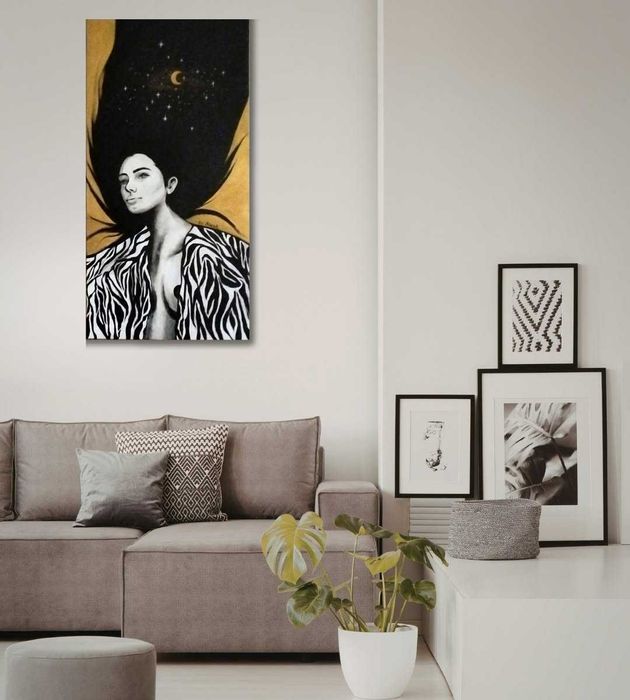 Arte contemporânea autoral de luxo acrílico e grafite sobre tela 70x120cm by AlexA