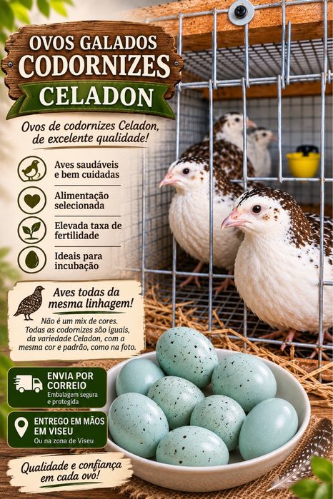 Ovos galados de codornizes Celadon (Ovos Azuis)