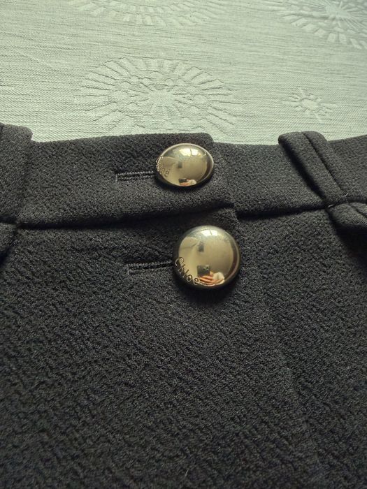 Chloe Wool-Crepe Mini Skirt A-Line Черная Шерстяная Мини Юбка Трапеция