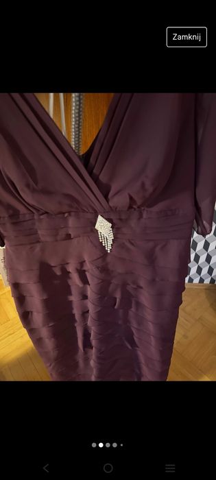 Sukienka bordowa elegancka cekiny 38/40/42 nowa wesele komunia