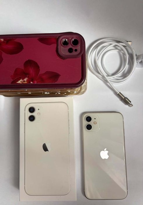 iPhone 11 64 GB White – bardzo dobry stan + 7 etui + kabel Baseus + pudełko