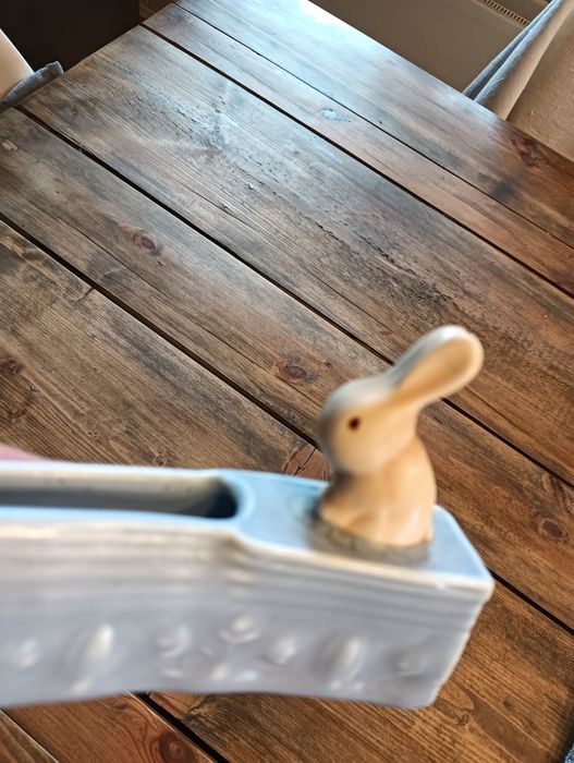 Ceramiczna ozdoba wielkanocna zająć rzeżucha  rustykalny sielski