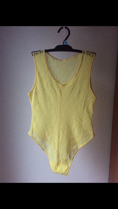 Żółte koronkowe body XS S